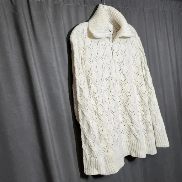 Charter Club Woman Size 3X 1/4 Zip Ivory Loose Knit Sweater Fall Casual Cozy - Picture 2 of 8